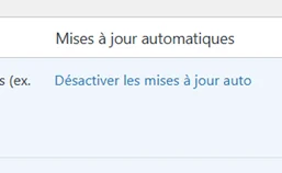 Capture d'écran : mises à jour automatiques des extensions