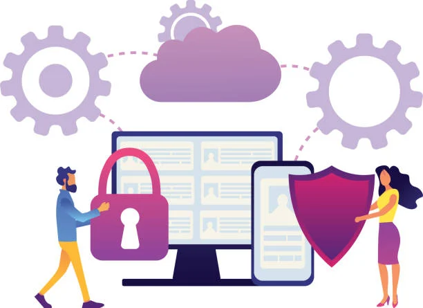 Safety and security of personal data conceptvector illustration