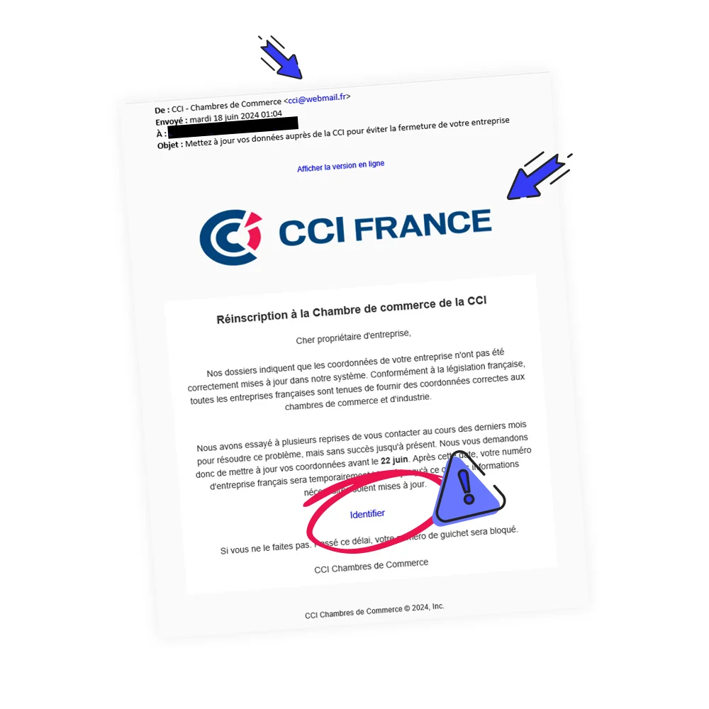 Courriel phishing CCI France