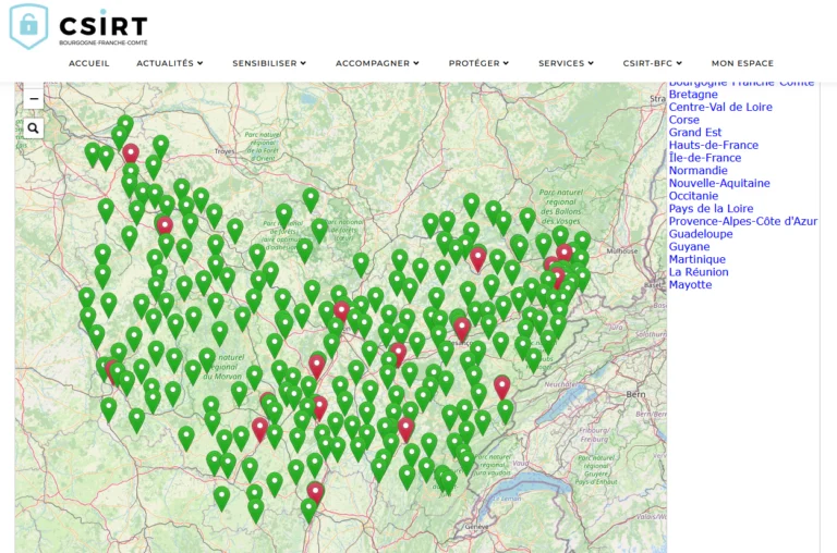 Carte des brigades et commissariats BFC